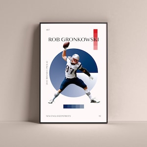 Rob Gronkowski Poster, New England Patriots Art Print Minimalist Football Wall Decor For Home Living Kids Game Room Gym Bar Man Cave