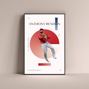 Anthony Rendon Poster, Los Angeles Angels Art Print Minimalist Baseball Wall Decor For Home Living Kids Game Room Gym Bar Man Cave