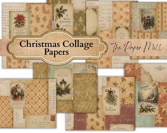 Christmas Collage Papers, vintage Images, Christmas ephemera, digital paper, scrapbook paper, journal journal, collage sheet, DOWNLOAD