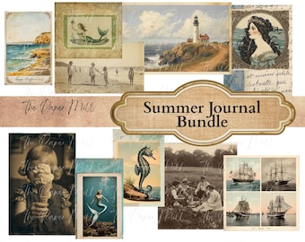 Vintage Summer Holiday Printable Collection - Digital Download - Antique Papers - Collage for Journaling