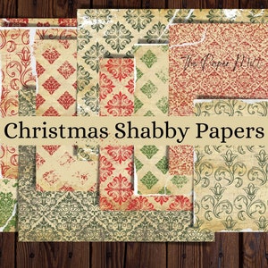Shabby chic Christmas, vintage christmas, Christmas ephemera, digital paper, scrapbook paper, journal journal, collage sheet, DOWNLOAD