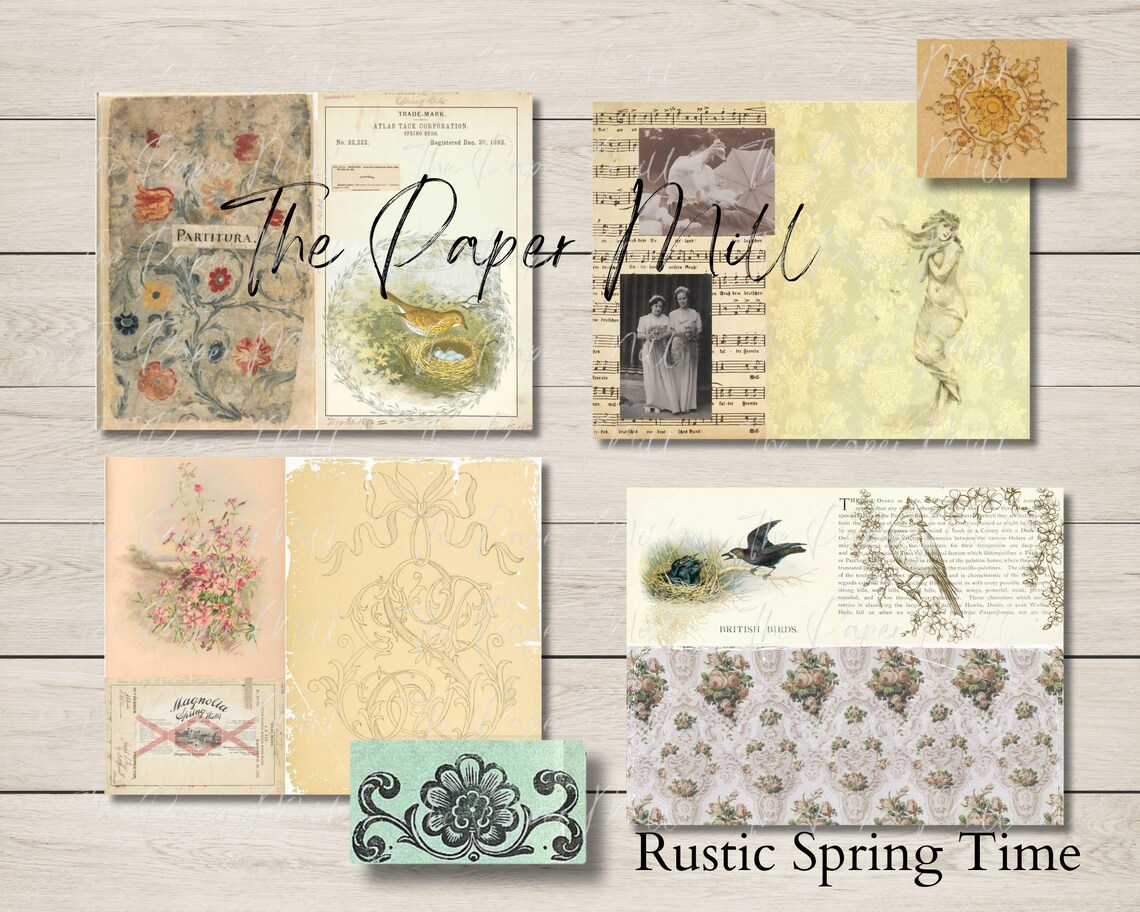 Vintage Rustic Spring Time Printable Collection - Digital Download ...