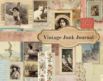 Vintage Junk Journal Printable Collection - Digital Download - Antique Papers - Collage for Journaling