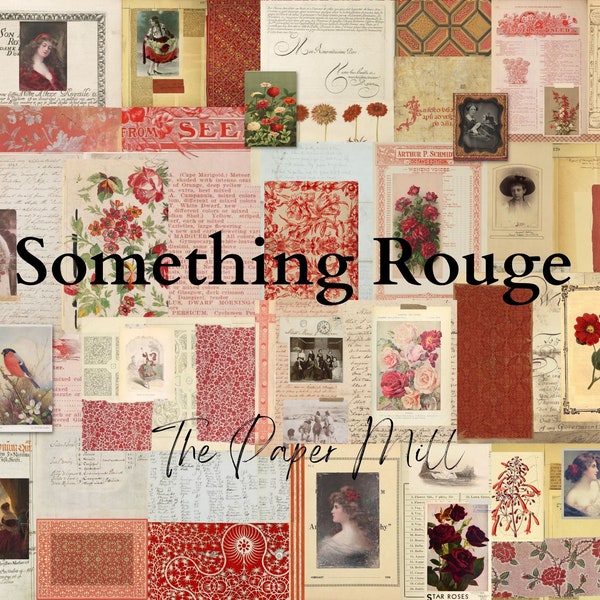 Vintage Something Rouge Journal, Printable, Digital Download, Collage Sheet, Junk Journal Ephemera, Embellishments