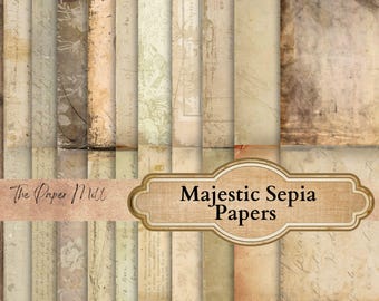 Sepia Vintage Junk Journal Paper, Grungy Floral Collage (Digital Download)