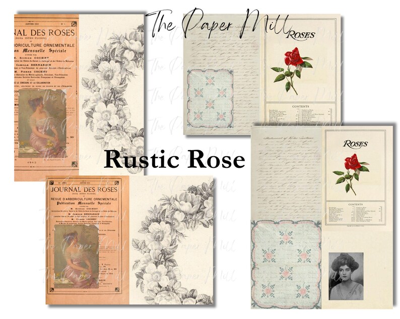 Vintage Rustic Rose Printable Collection - Digital Download - Antique ...