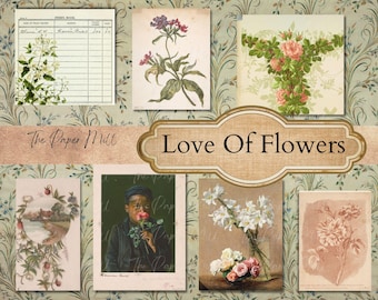 Floral Junk Journal Kit, Vintage Flower Printable Pages (Digital Download)