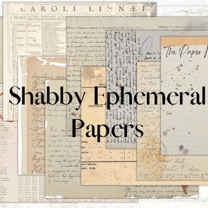 Shabby Antique Ephemeral Papers Junk Journal Kit, Grungy Vintage Printable ephemera, oud papier, collage sheets