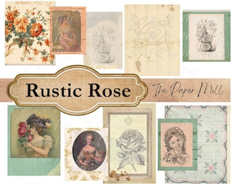 Vintage Rustic Rose Printable Collection - Digital Download - Antique Papers - Collage for Journaling