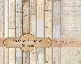 Shabby Chic Ephemera Paper Pack, Vintage Junk Journal (Digital Download, 11x8.5in JPEGs)