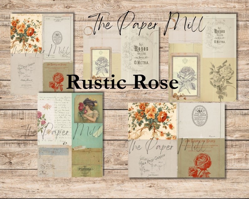 Rustic Roses Cardstock Vintage Rustic Rose Printable Collection - Digital Download - Antique ...