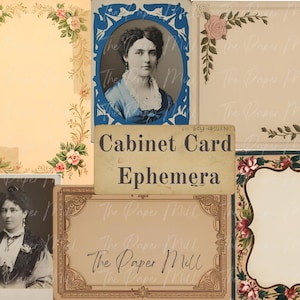 Junk Journal Cabinet Cards, Ephemera Embellishment Kit