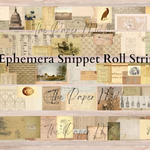 Junk Journal Digital, Ephemera Snippet Roll Strips, Faux Washi Embellishment,