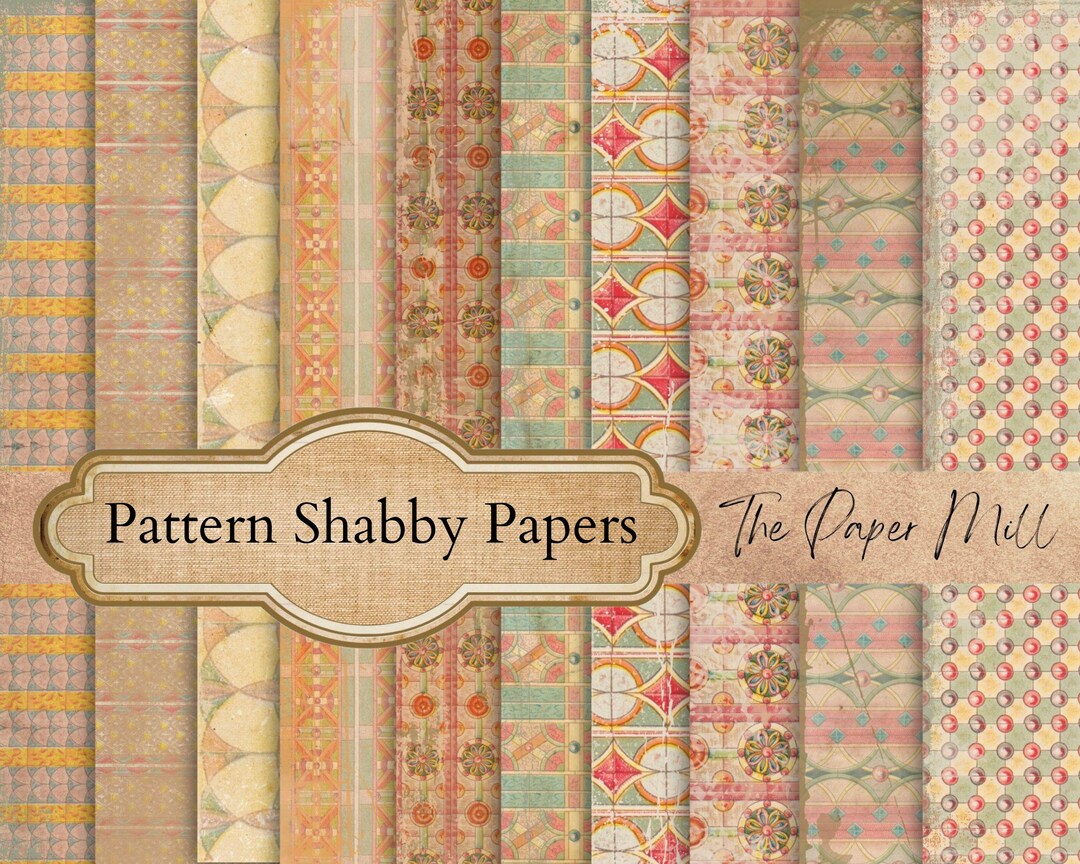 Pattern Papers Junk Journal Kit, Grungy Vintage Printable Ephemera ...