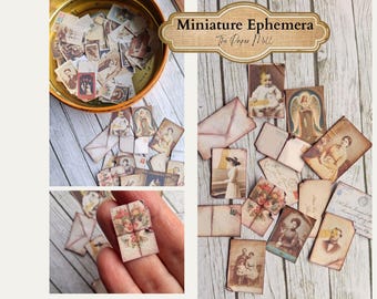 Miniature Printable Vintage Ephemera- Dolls House Photo Kit- Instant Download