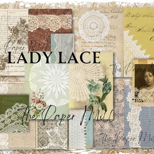 Vintage Journal, Lady Lace Printable, Digital Download, Collage Sheet, Junk Journal Ephemera, Embellishments