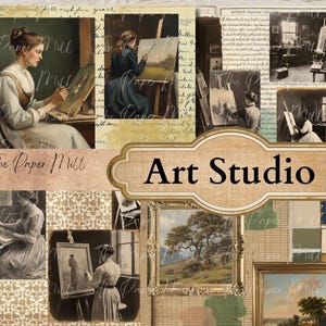 Art Studio, Junk Journal Embellishments, Printable Papers, Artists Sketch Book