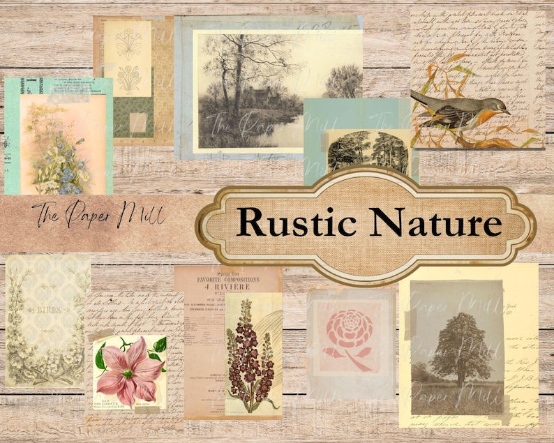 Rustic Ridge Paper Vintage Rustic Nature Printable Collection - Digital Download - Antique ...
