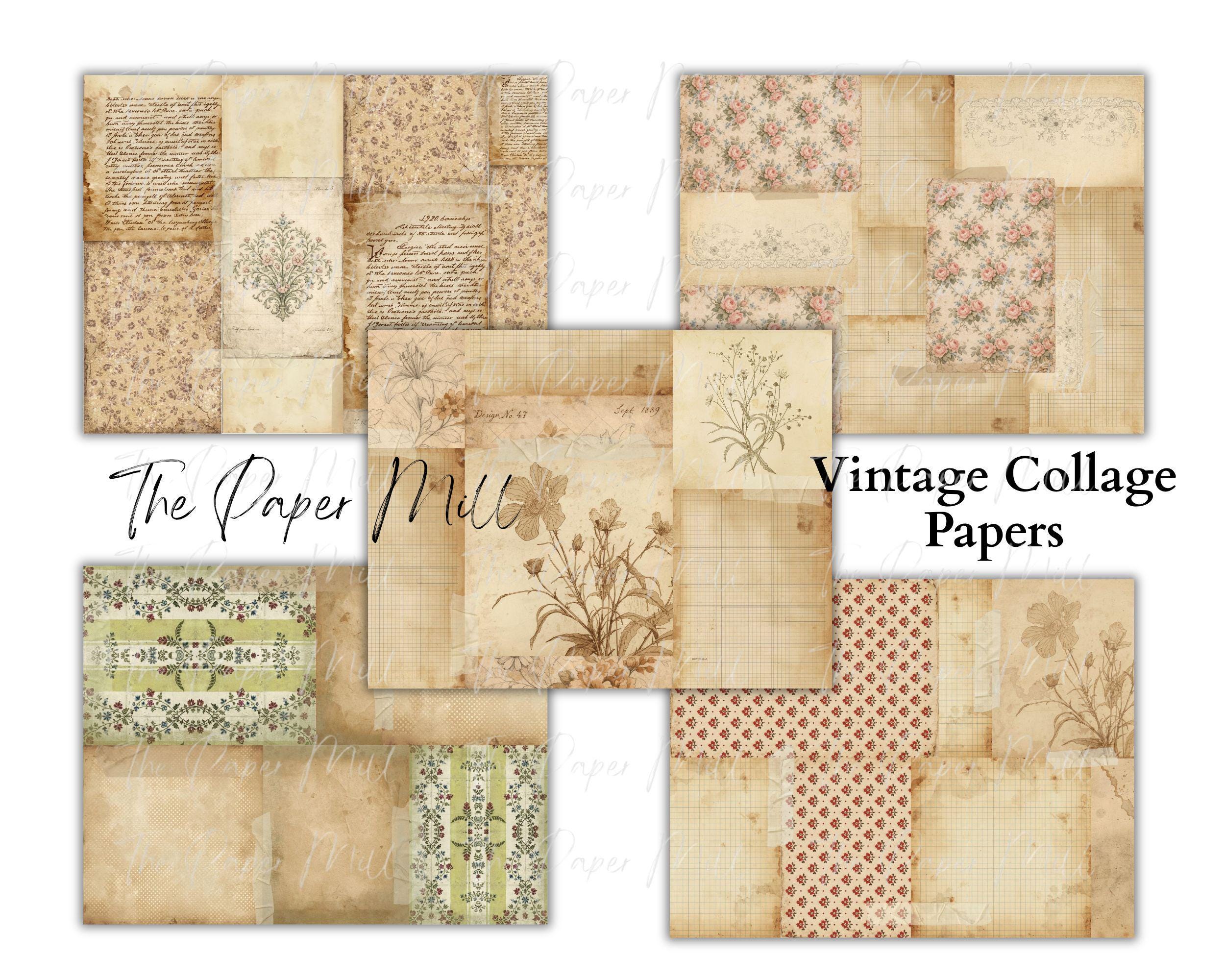 Vintage Collage Ephemera Junk Journal Printable Kit, Botanical Papers ...