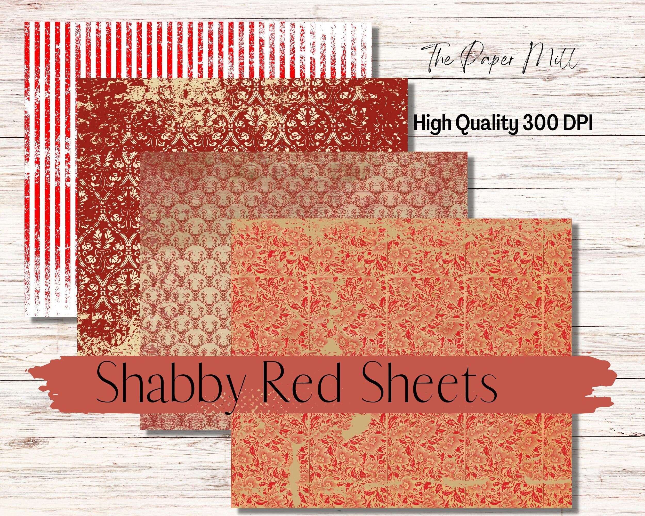 Shabby Red Papers Junk Journal Kit, Grungy Vintage Printable Ephemera ...