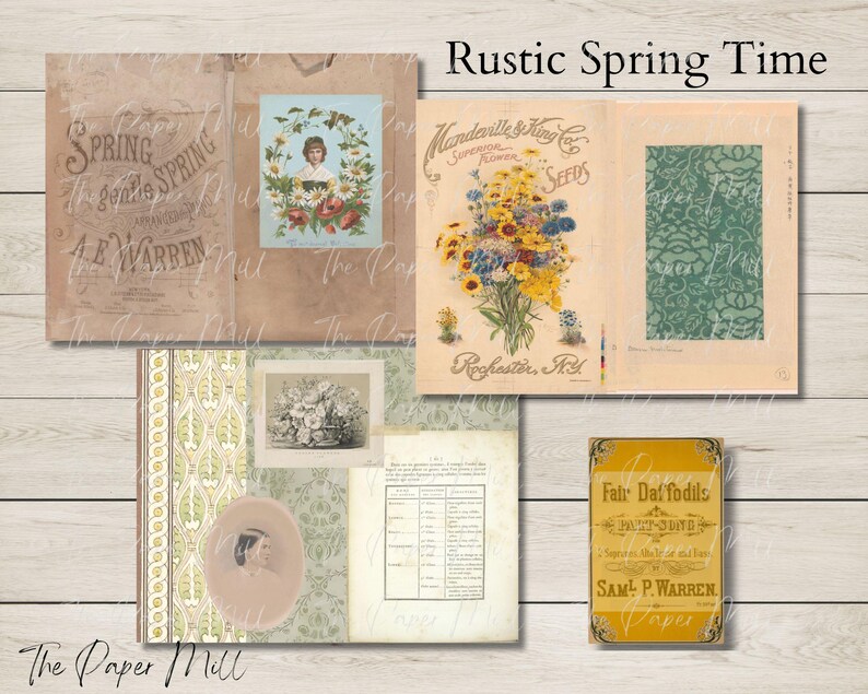 Vintage Rustic Spring Time Printable Collection - Digital Download ...