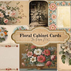 Junk Journal Instant Download- Floral Cabinet Cards, Ephemera Embellishment Kit