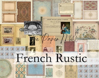 Vintage French Rustic Printable Collection - Digital Download - Antique Papers - Collage for Journaling