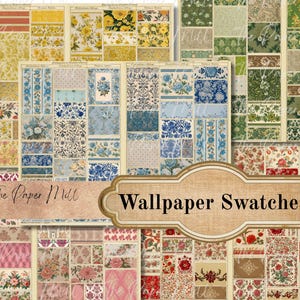 Muestras de papel tapiz vintage, colección imprimible para diario creativo - Descarga digital - Papeles antiguos - Collage para diario