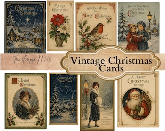 Junk Journal Vintage Christmas Cards- Printable Collection - Digital Download - Antique Papers - Collage for Journaling