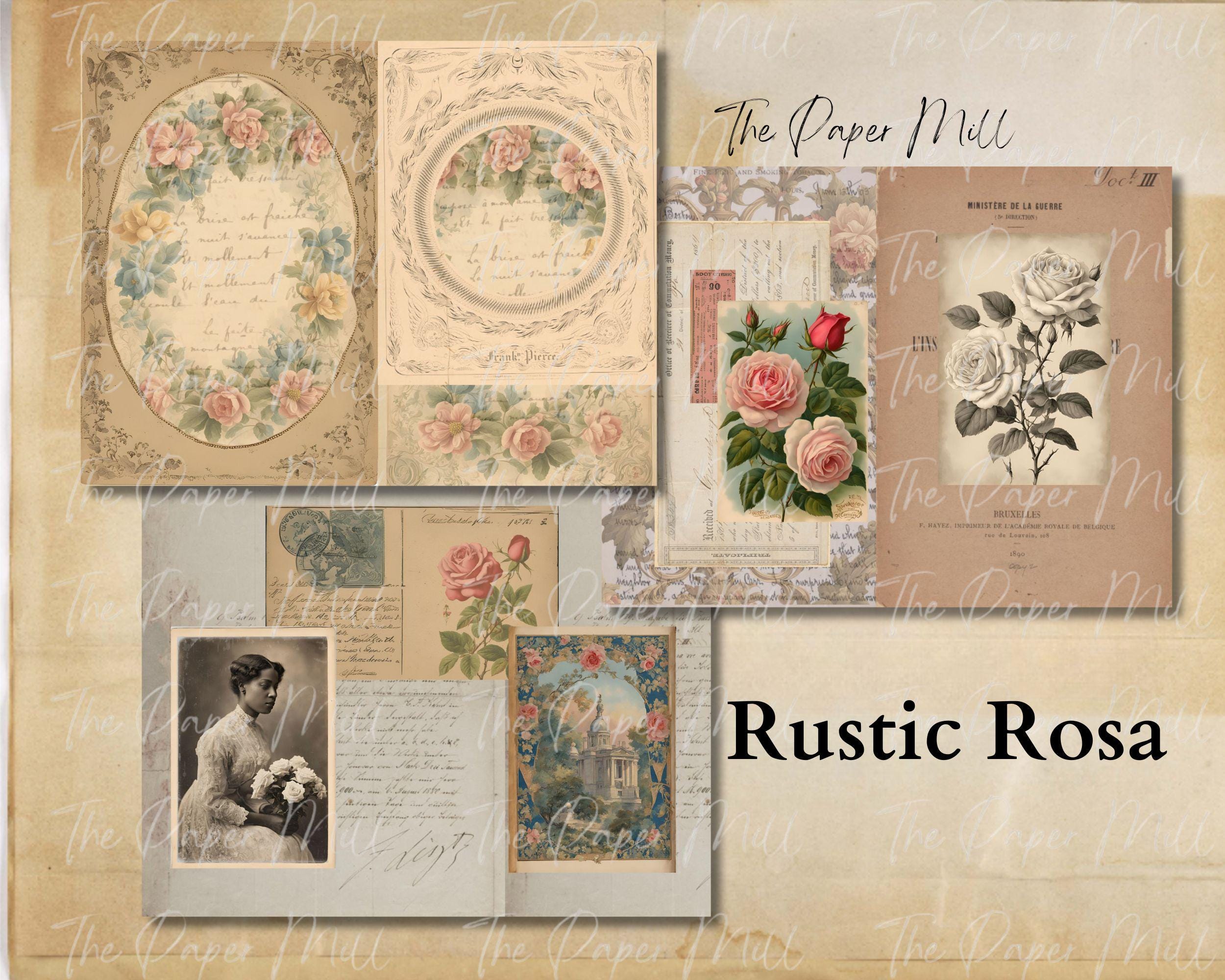 Vintage Rose Junk Journal Kit Printable, Rustic Antique Ephemera Papers ...