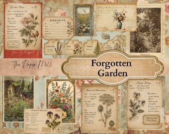 Forgotten Garden Botanical Printable Collection - Digital Download - Antique Papers - Collage for Journaling