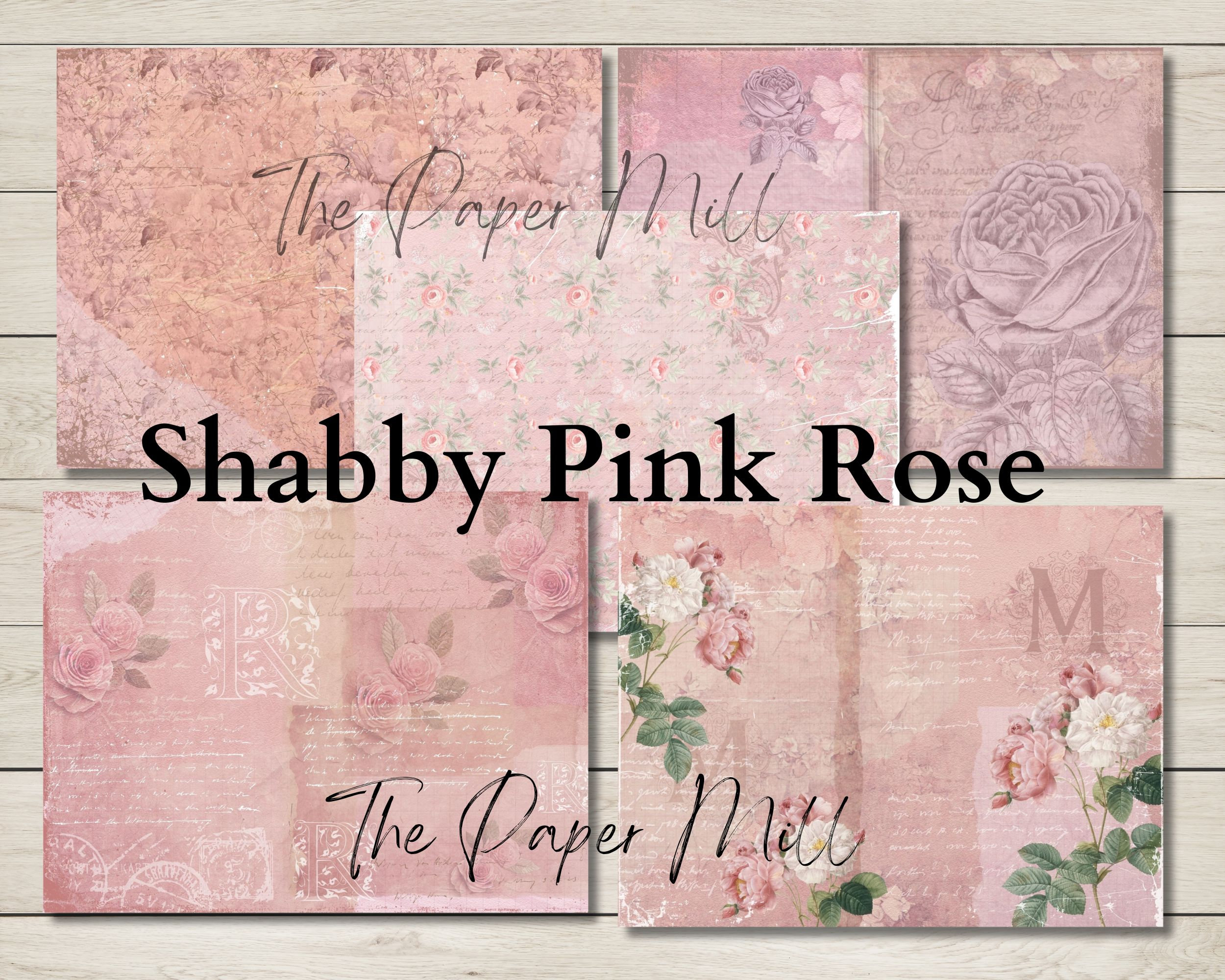 Shabby Pink Rose Printable Collection Floral Pages Digital Download ...