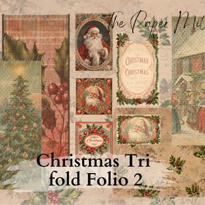 Kit numérique de carnets de notes de Noël 3 volets, feuilles de collage pour pochettes de Noël Pochettes imprimables de Noël Papier numérique pour créations de Noël