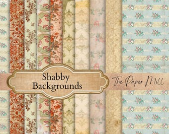 Shabby Background Papers Junk Journal Kit, Grungy Vintage Printable ephemera, floral paper, collage sheets