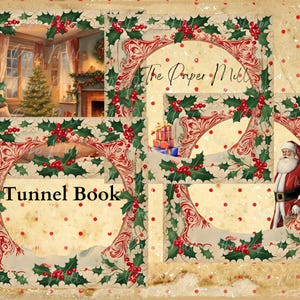 Livre tunnel, boîte de présentation, carte de Noël à faire soi-même, créations de Noël vintage