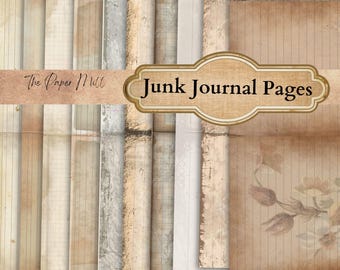 Junk Journal, Pages Printable Collection - Digital Download - Note book Templates - Antique Background Papers