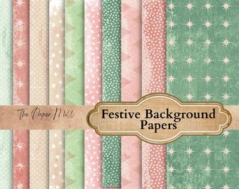 Vintage Christmas Scrapbook Background Paper, Festive Junk Journal Ephemera (Digital Download)