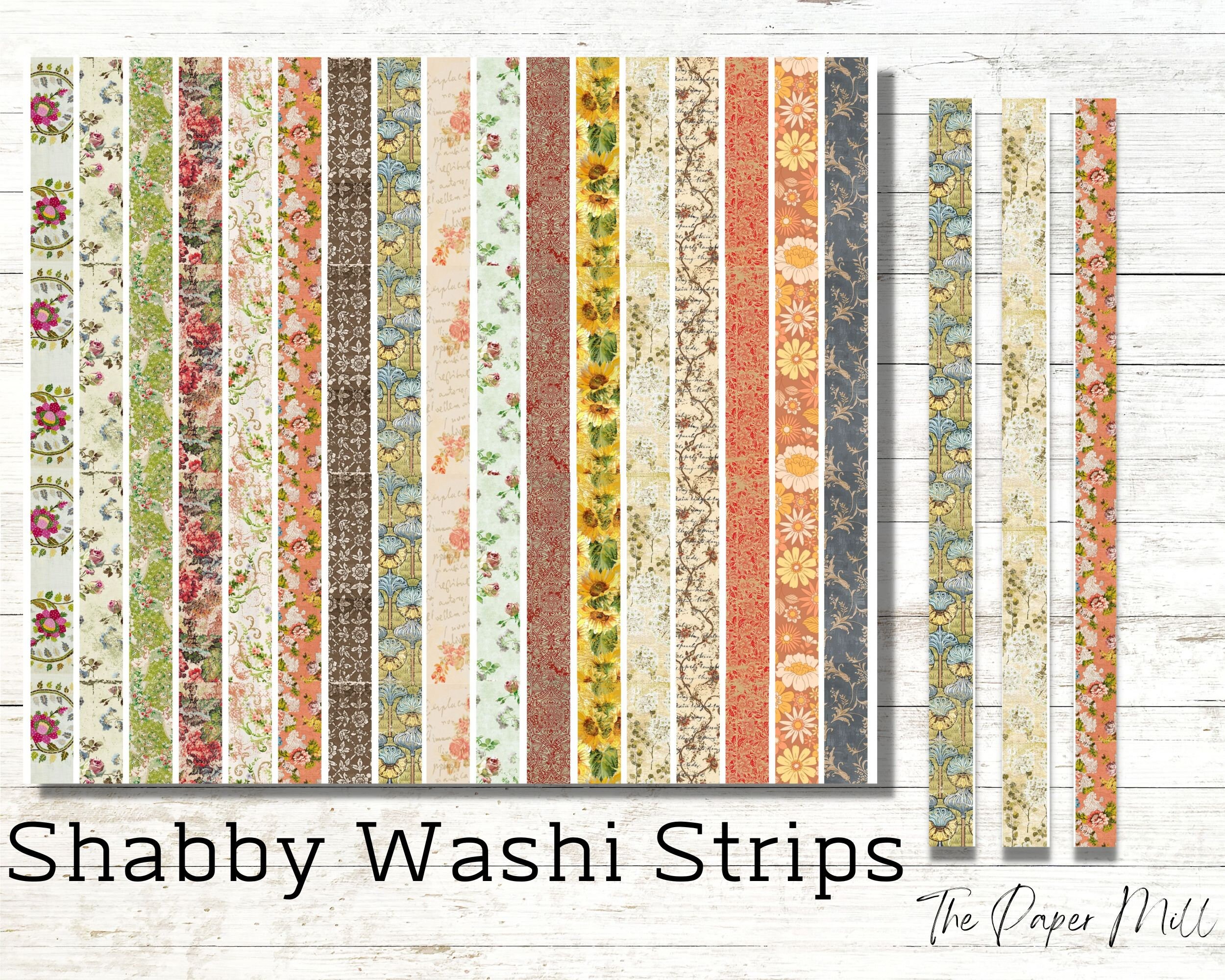 Printable Washi Strips Faux Washi Vintage Floral - Etsy