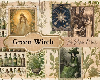 Junk Journal, Green Witch Journal Papers, Grimoire, Book of Shadows, Printables