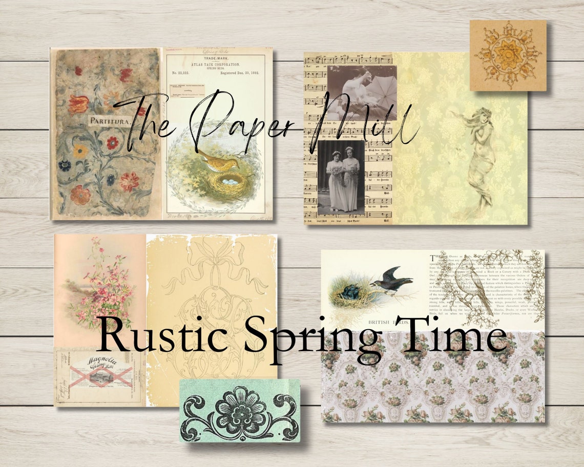 Vintage Rustic Spring Time Printable Collection Digital Download ...