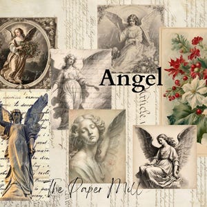 Vintage Engel Weihnachten Junk Journal Printable Sammlung - Digital Download - Antike Papiere - Collage für Journaling
