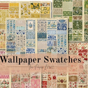 Junk Journal Vintage Wallpaper Swatches-samples- Printable Collection - Digital Download - Antique Papers - Collage for Journaling