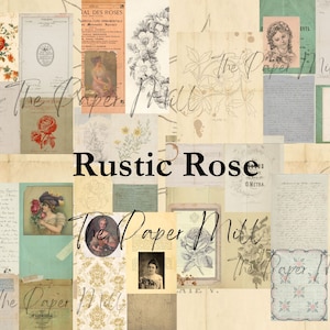 Colección imprimible Vintage Rustic Rose - Descarga digital - Papeles antiguos - Collage para diario