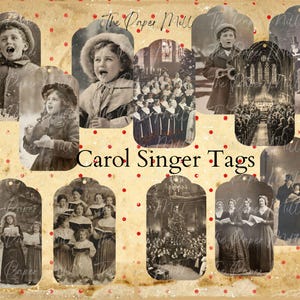 Digital Journal Papers, Carol Singer Tag Christmas Collection - Download digitale - Materiale effimero stampabile - documenti di artigianato digitale