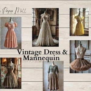 Robe vintage et journal indésirable de photos de mannequin à téléchargement immédiat, photographies de Scrapbooking vintage, ornements de journal-mode