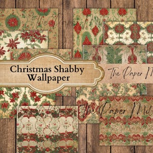 Shabby Christmas Wallpaper, Junk Journal, Christmas Background ephemera, scrapbook paper, journal journal, collage sheet, DOWNLOAD