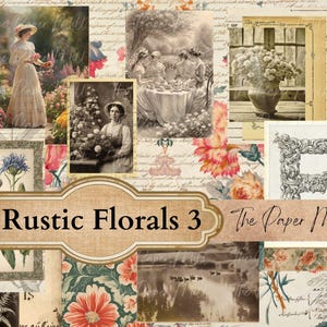 Vintage Rustic Florals 3 Printable Collection - Digital Download - Antique Papers - Collage for Journaling