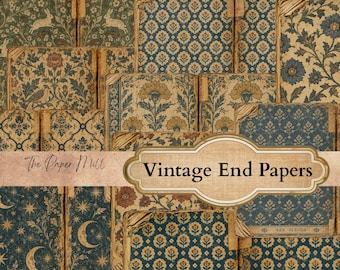 Vintage End Papers, Junk Journal- Printable Collection - Digital Download - Antique Papers - Collage for Journaling