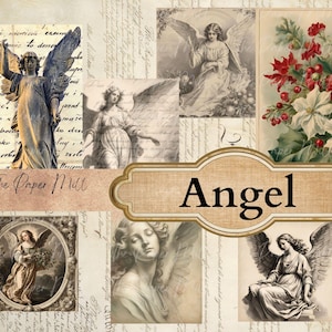 Vintage Angel Christmas Junk Journal Printable Collection - Digital Download - Antique Papers - Collage for Journaling