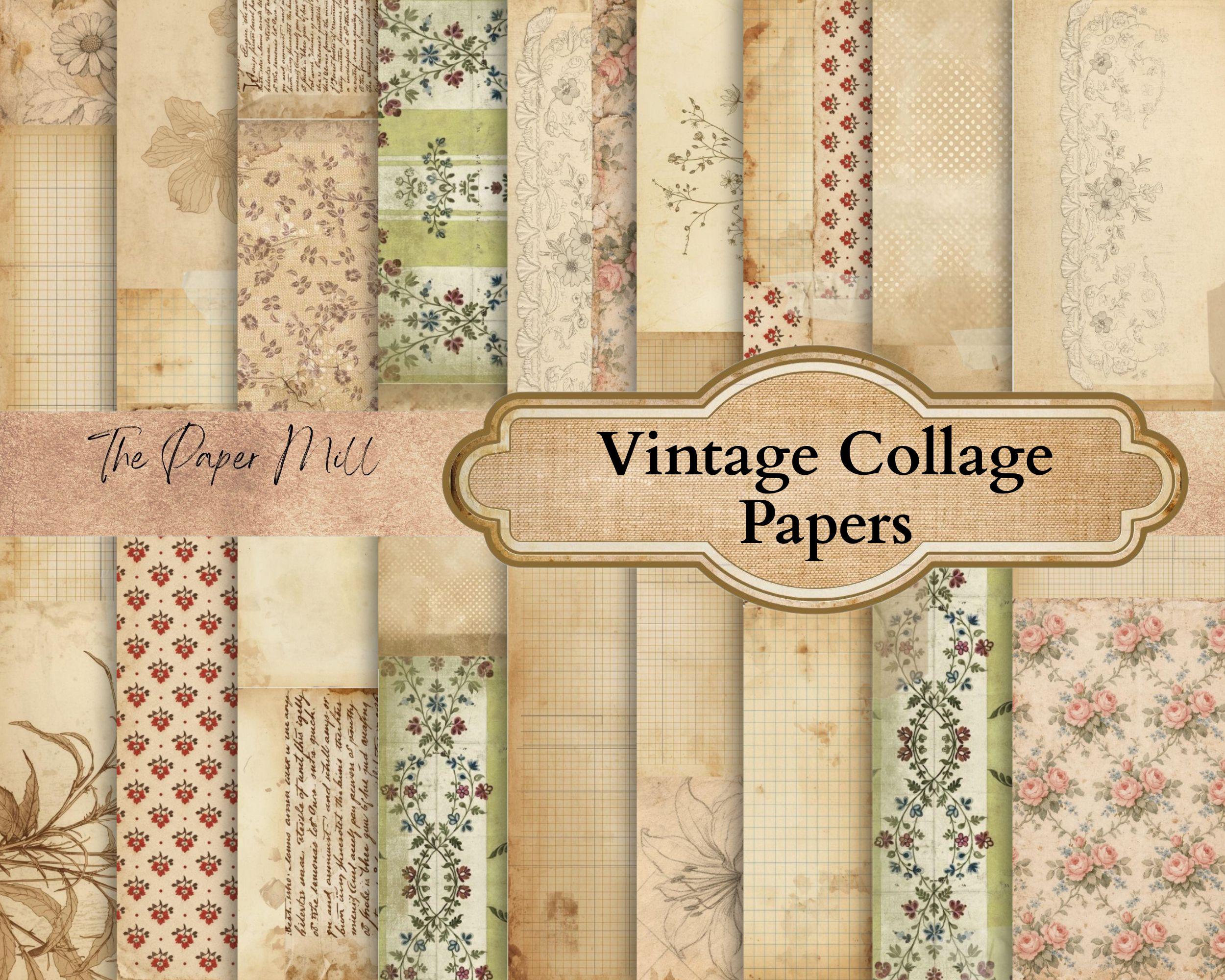 Vintage Collage Ephemera Junk Journal Printable Kit, Botanical Papers ...